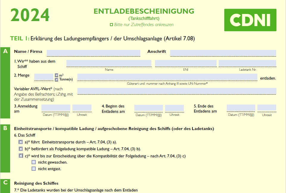 Entladebescheinigung